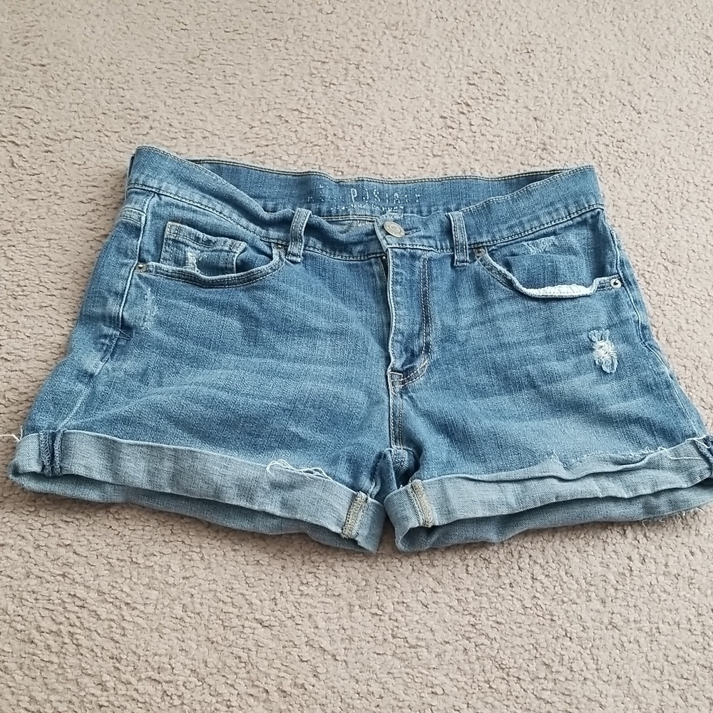 Aeropostale Boyfriend Midi Distressed Denim Shorts
